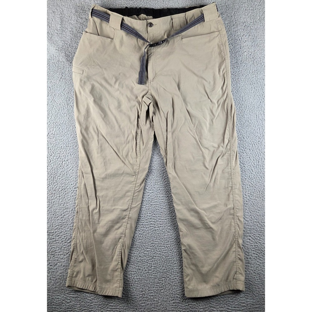 Duluth Trading Flex Dry On The‎ Fly Pants Men XLx32 (37x32) Tan Belted